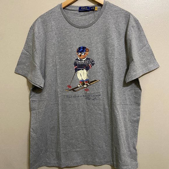 Polo Ralph Lauren Men Teddy Polo Bear Skiing Graphic Crew T-Shirt Size NEW - Picture 2 of 8
